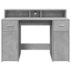 Scrivania con Luci LED Grigio Cemento 120x55x91 cm Multistrato