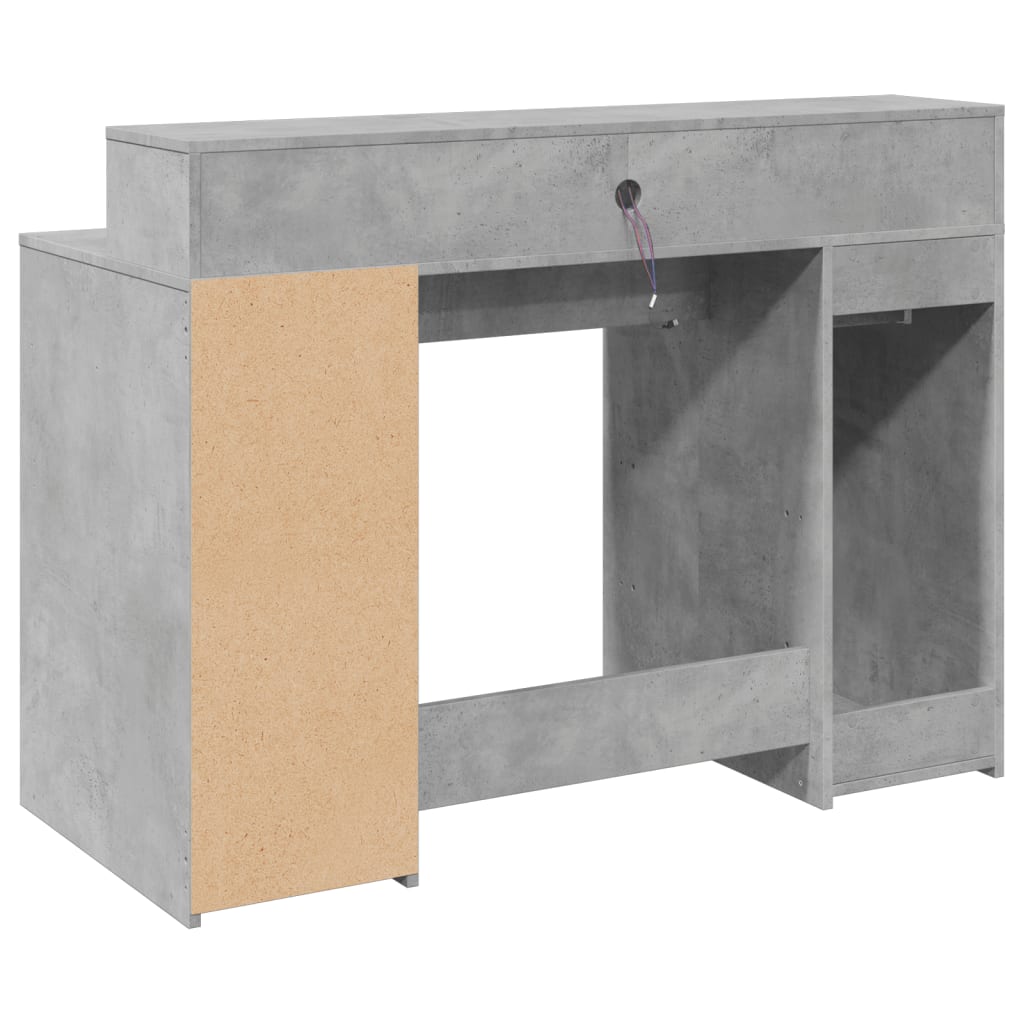 Scrivania con Luci LED Grigio Cemento 120x55x91 cm Multistrato