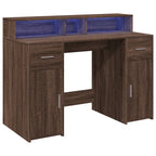 Scrivania con Luci LED Marrone Rovere 120x55x91 cm Multistrato