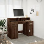 Scrivania con Luci LED Marrone Rovere 120x55x91 cm Multistrato