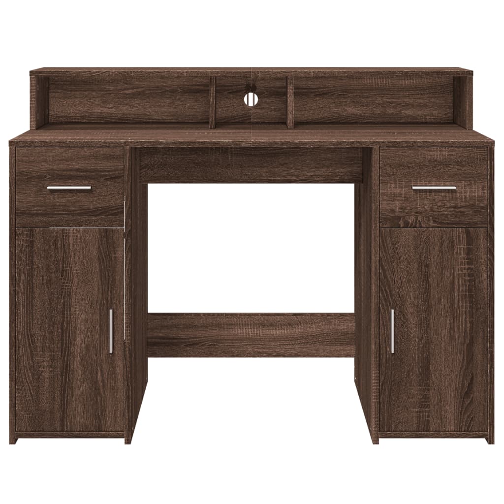 Scrivania con Luci LED Marrone Rovere 120x55x91 cm Multistrato