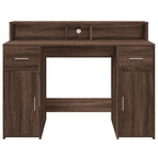 Scrivania con Luci LED Marrone Rovere 120x55x91 cm Multistrato