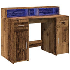 Scrivania con Luci LED Legno Antico 120x55x91 cm in Multistrato