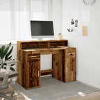 Scrivania con Luci LED Legno Antico 120x55x91 cm in Multistrato