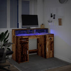 Scrivania con Luci LED Legno Antico 120x55x91 cm in Multistrato