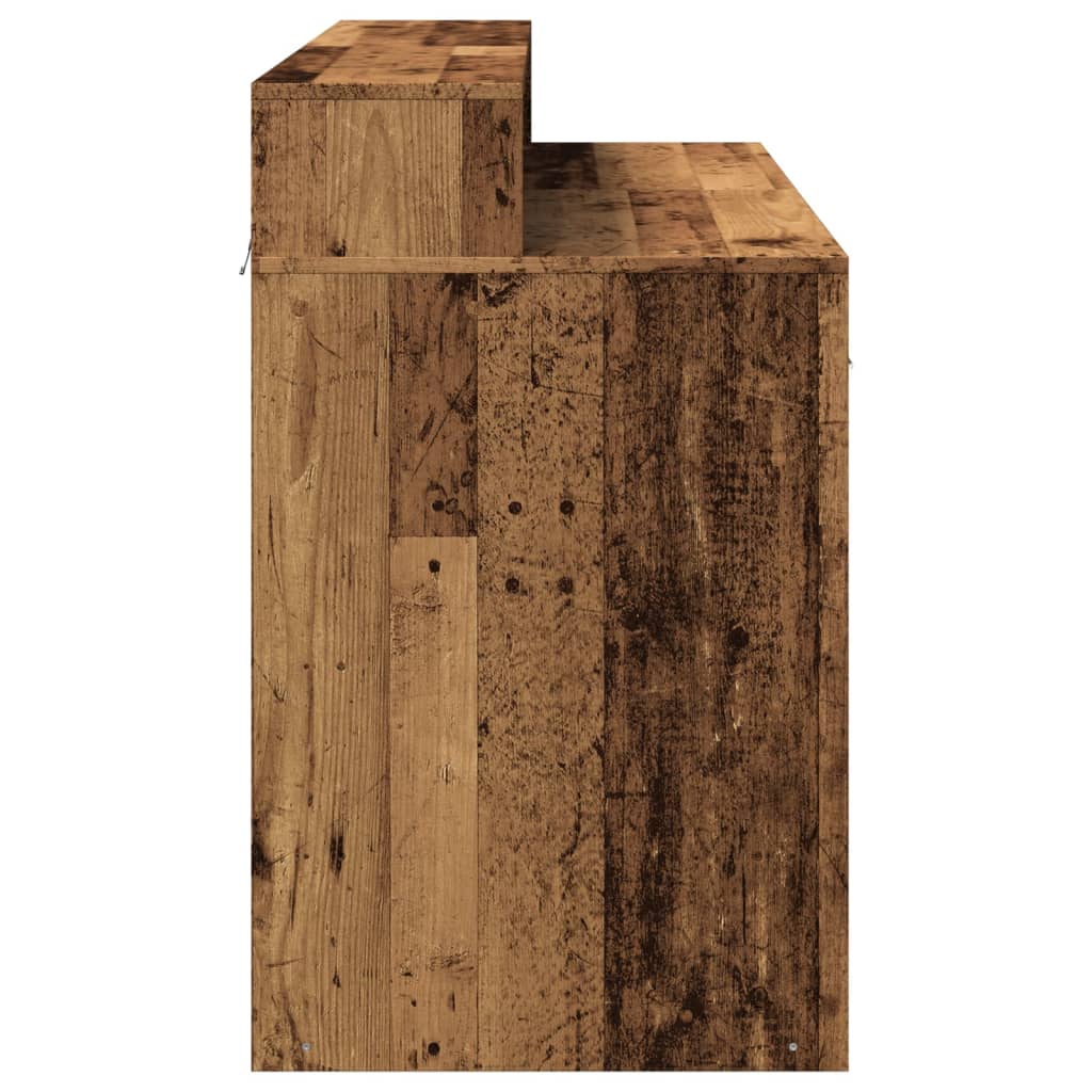 Scrivania con Luci LED Legno Antico 120x55x91 cm in Multistrato