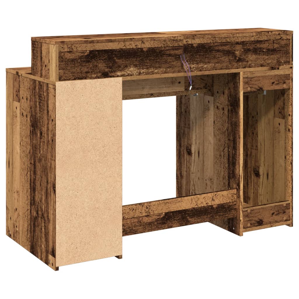 Scrivania con Luci LED Legno Antico 120x55x91 cm in Multistrato