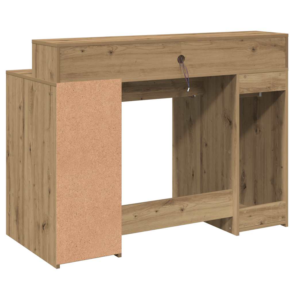 Scrivania con Luci LED Rovere 120x55x91 cm in Legno Multistrato