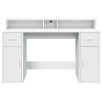 Scrivania con Luci LED Bianca 140x55x91 cm in Legno Multistrato