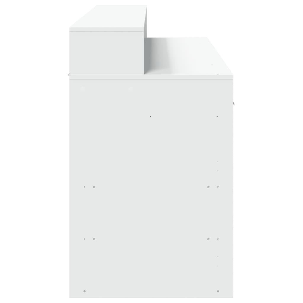 Scrivania con Luci LED Bianca 140x55x91 cm in Legno Multistrato