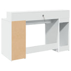 Scrivania con Luci LED Bianca 140x55x91 cm in Legno Multistrato