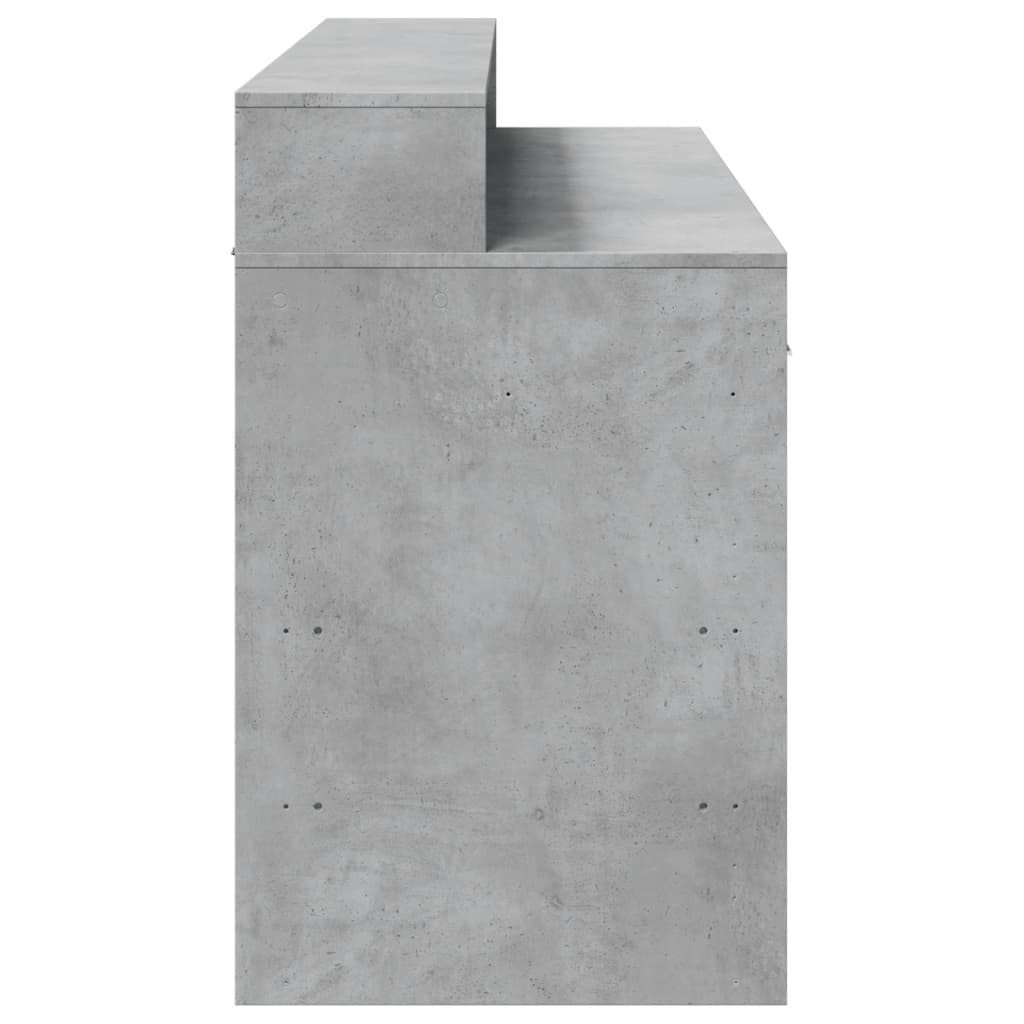Scrivania con Luci LED Grigio Cemento 140x55x91 cm Multistrato