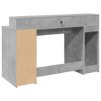 Scrivania con Luci LED Grigio Cemento 140x55x91 cm Multistrato