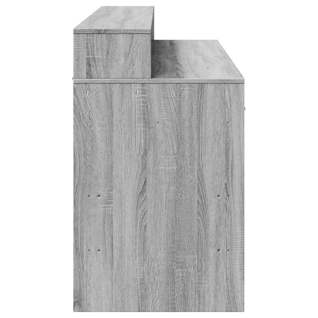 Scrivania con Luci LED Grigio Sonoma 140x55x91cm in Multistrato
