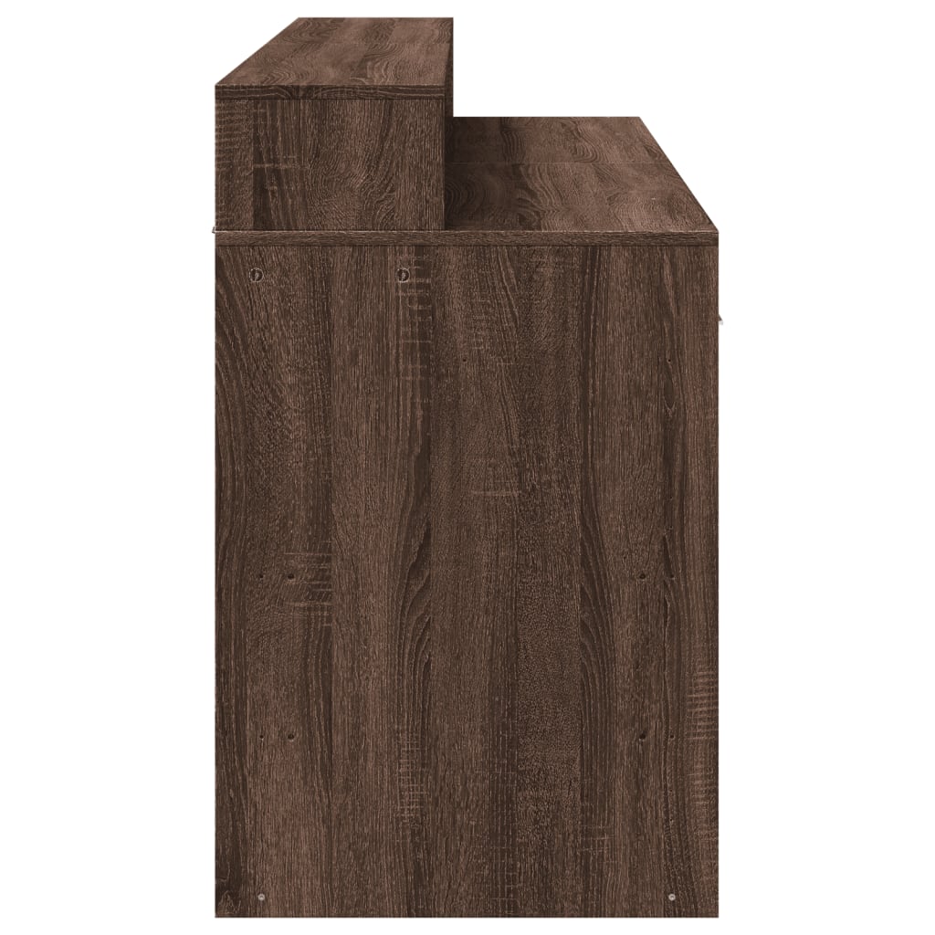 Scrivania con Luci LED Marrone Rovere 140x55x91 cm Multistrato