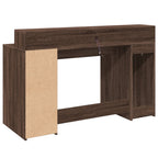 Scrivania con Luci LED Marrone Rovere 140x55x91 cm Multistrato