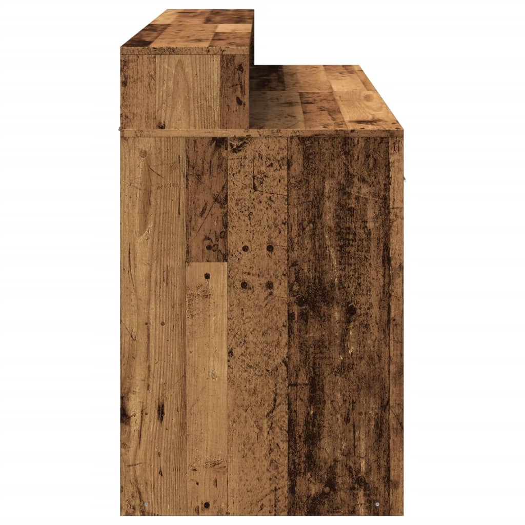 Scrivania con Luci LED Legno Antico 140x55x91 cm in Multistrato