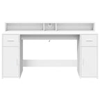 Scrivania con Luci LED Bianca 160x55x91 cm in Legno Multistrato