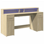 Scrivania con Luci LED Rovere Sonoma 160x55x91cm in Multistrato