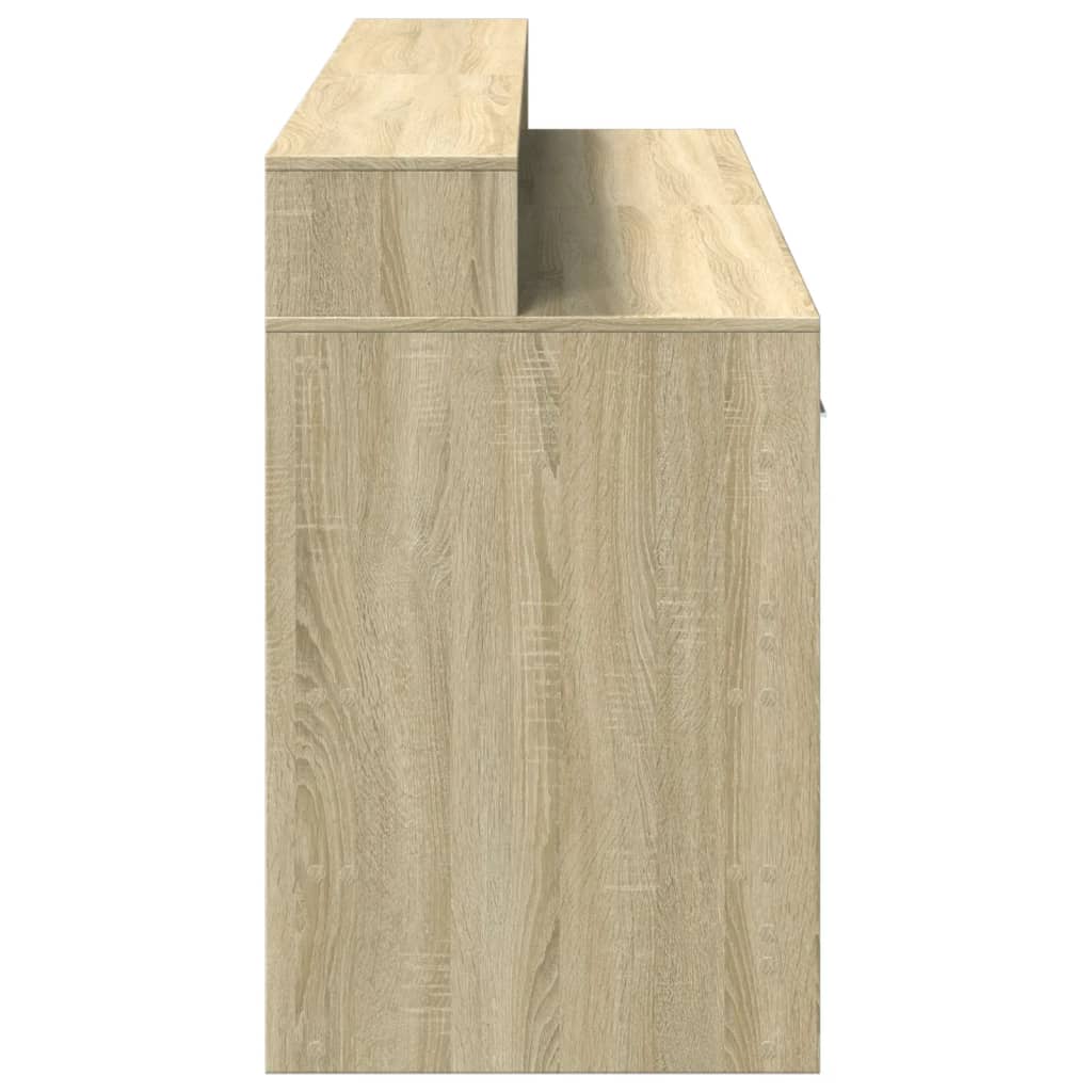 Scrivania con Luci LED Rovere Sonoma 160x55x91cm in Multistrato