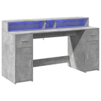 Scrivania con Luci LED Grigio Cemento 160x55x91 cm Multistrato