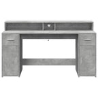 Scrivania con Luci LED Grigio Cemento 160x55x91 cm Multistrato