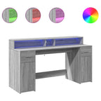 Scrivania con Luci LED Grigio Sonoma 160x55x91cm in Multistrato