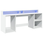 Scrivania con Luci LED Bianca 200x55x91 cm in Truciolato
