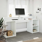 Scrivania con Luci LED Bianca 200x55x91 cm in Truciolato