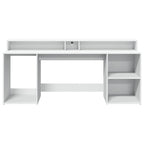 Scrivania con Luci LED Bianca 200x55x91 cm in Truciolato
