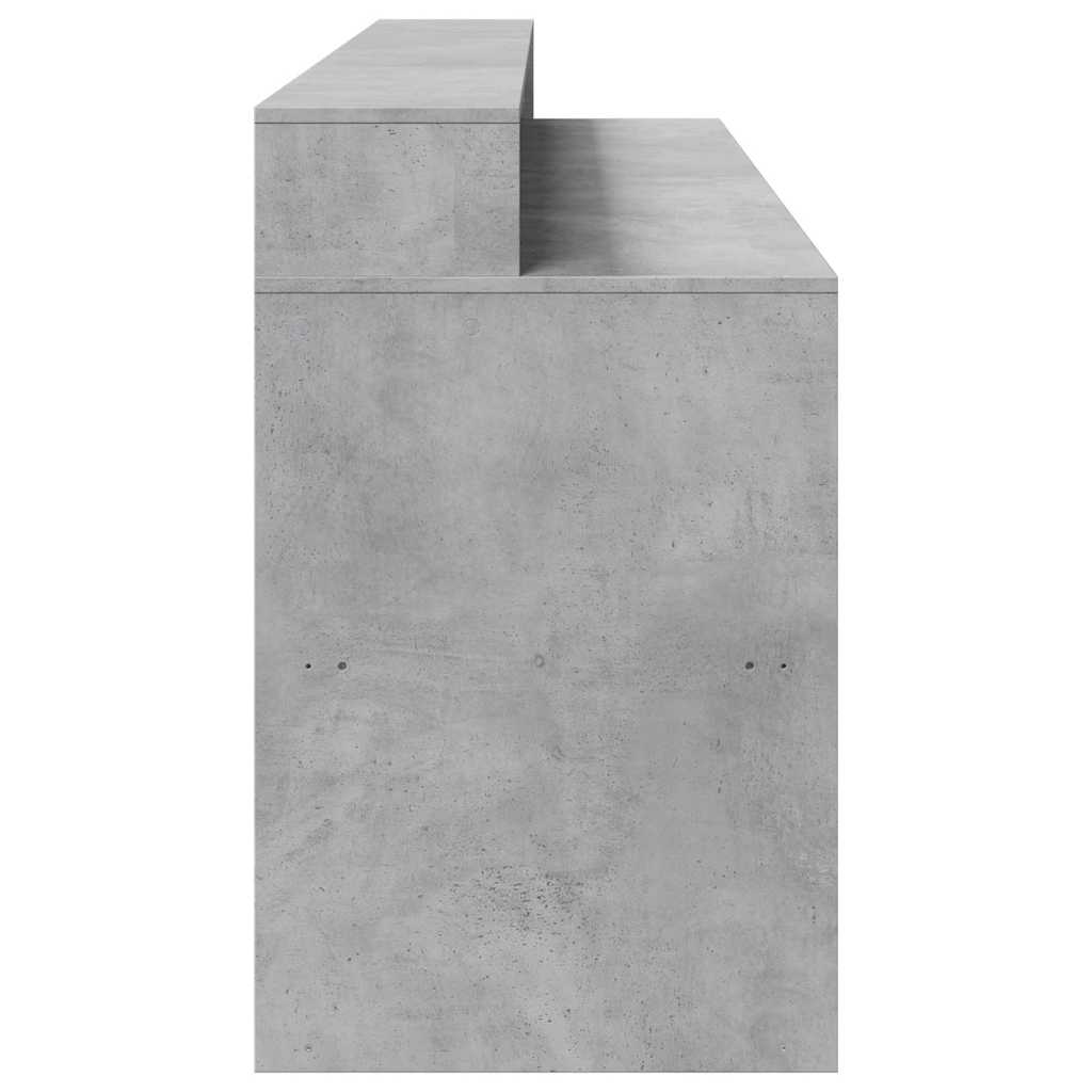 Scrivania con Luci LED Grigio Cemento 200x55x91 cm Truciolato