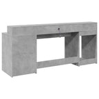 Scrivania con Luci LED Grigio Cemento 200x55x91 cm Truciolato