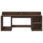 Scrivania con Luci LED Marrone Rovere 200x55x91 cm Truciolato