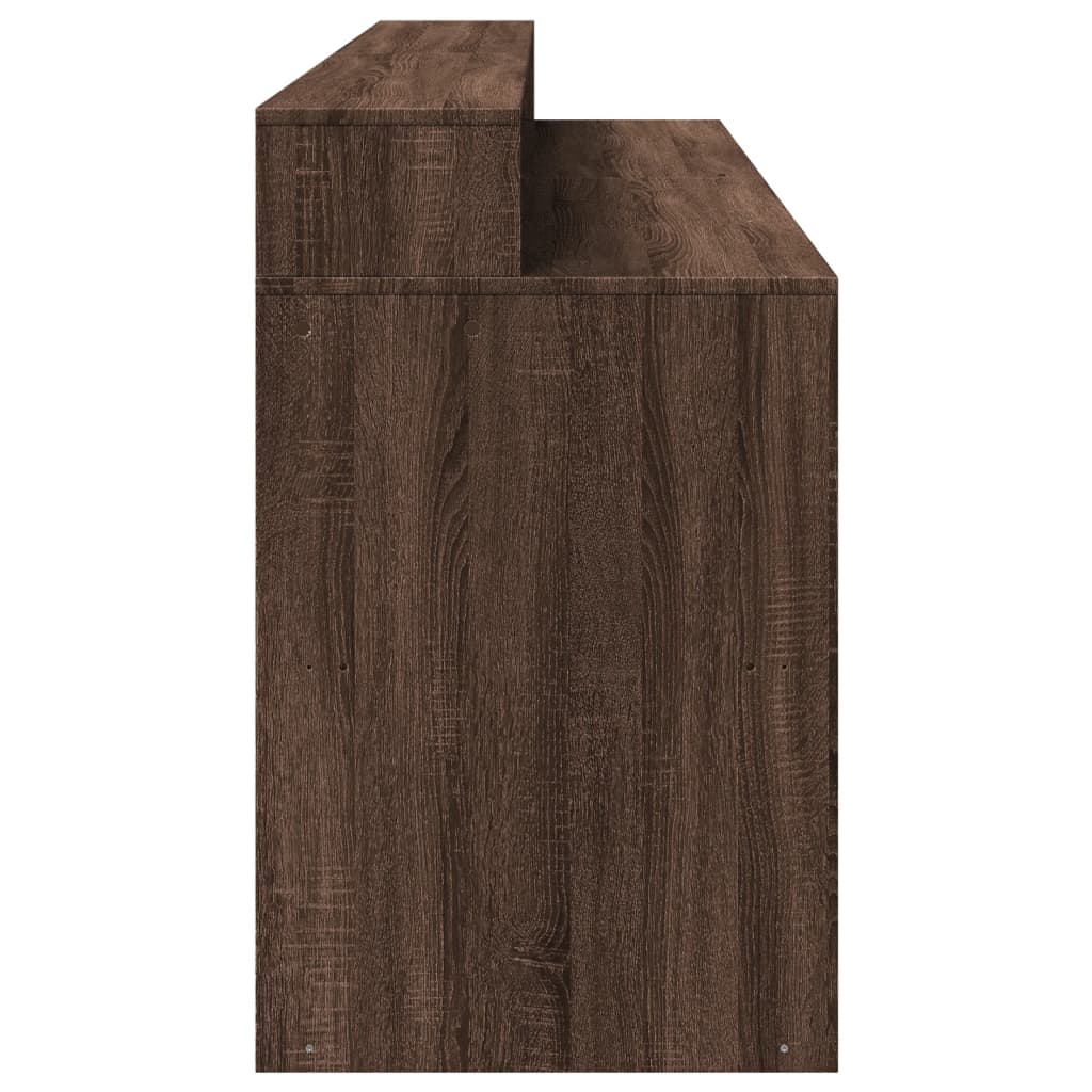 Scrivania con Luci LED Marrone Rovere 200x55x91 cm Truciolato