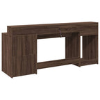 Scrivania con Luci LED Marrone Rovere 200x55x91 cm Truciolato