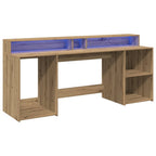 Scrivania con LED Rovere Artigianale 200x55x91 cm in Truciolato