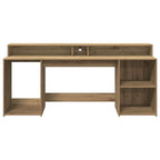 Scrivania con LED Rovere Artigianale 200x55x91 cm in Truciolato