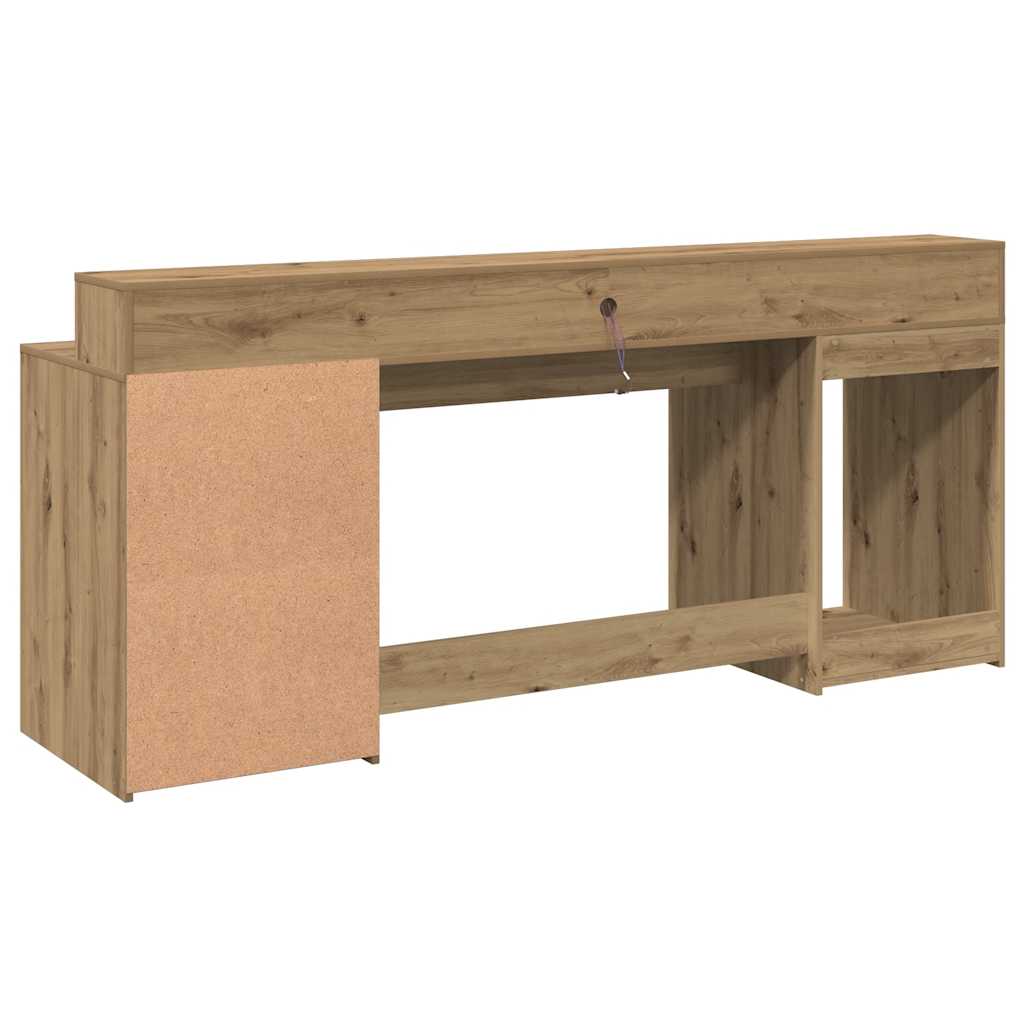 Scrivania con LED Rovere Artigianale 200x55x91 cm in Truciolato