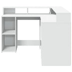 Scrivania con Luci LED Bianca 130x130x91 cm in Truciolato