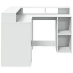 Scrivania con Luci LED Bianca 130x130x91 cm in Truciolato