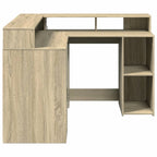 Scrivania con Luci LED Rovere Sonoma 130x130x91cm in Truciolato