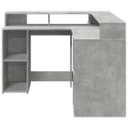 Scrivania con Luci LED Grigio Cemento 130x130x91 cm Multistrato