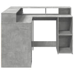 Scrivania con Luci LED Grigio Cemento 130x130x91 cm Multistrato
