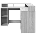 Scrivania con Luci LED Grigio Sonoma 130x130x91cm in Truciolato