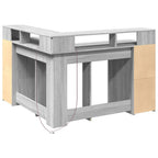 Scrivania con Luci LED Grigio Sonoma 130x130x91cm in Truciolato
