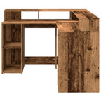 Scrivania con Luci LED Legno Antico 130x130x91 cm in Truciolato