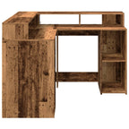 Scrivania con Luci LED Legno Antico 130x130x91 cm in Truciolato