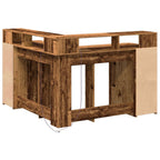 Scrivania con Luci LED Legno Antico 130x130x91 cm in Truciolato