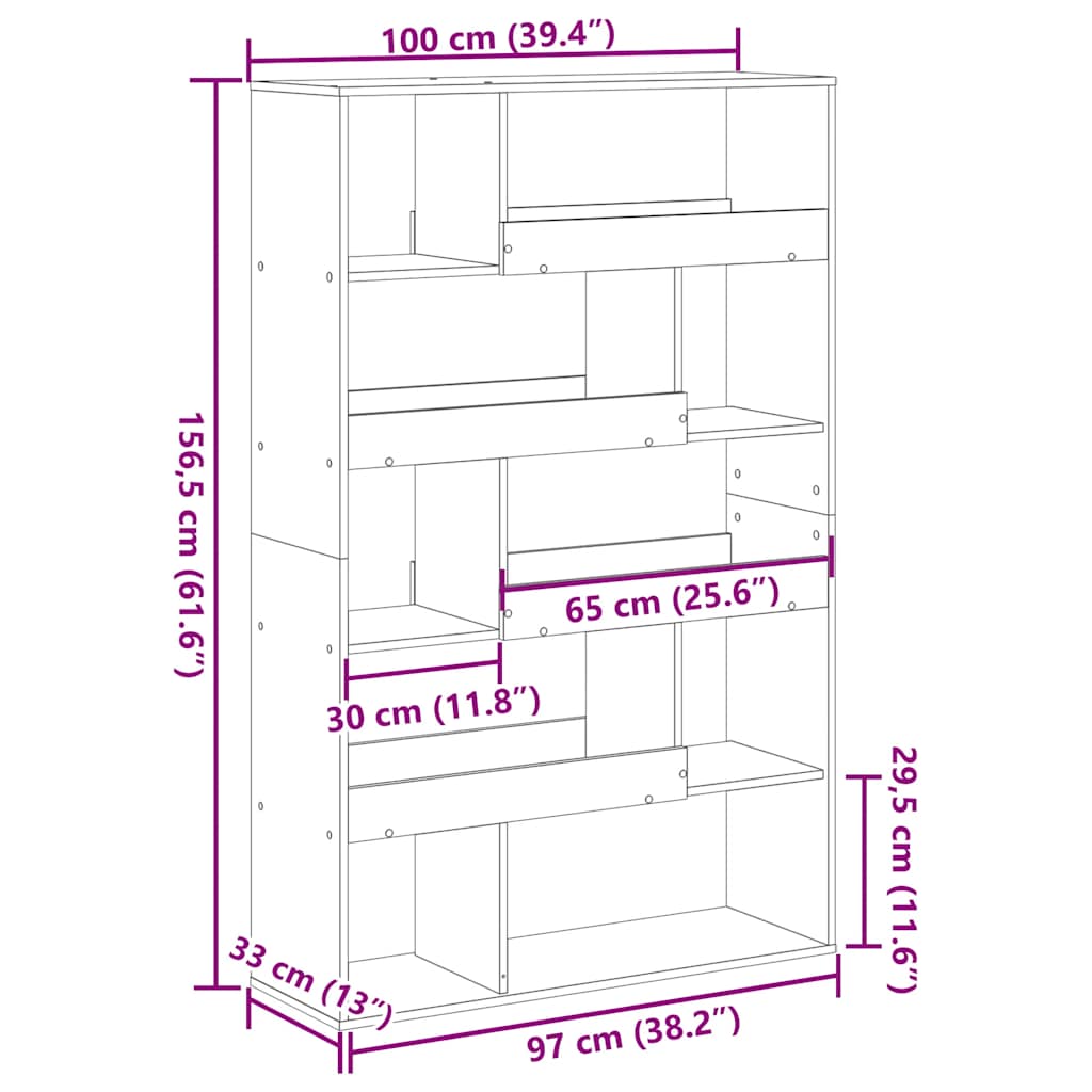 Divisorio Stanza Nero 100x33x156,5 cm in Truciolato