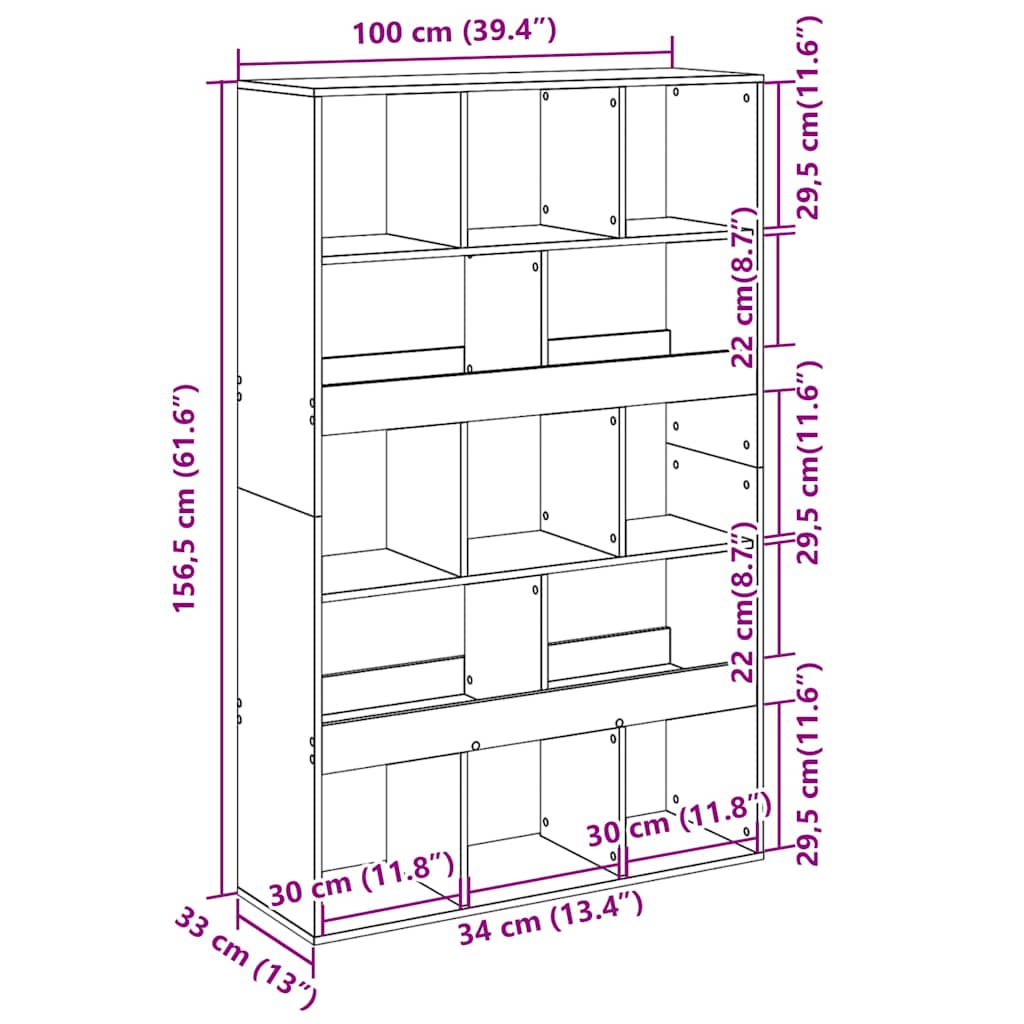 Libreria Grigio Cemento 100x33x156,5 cm in Truciolato